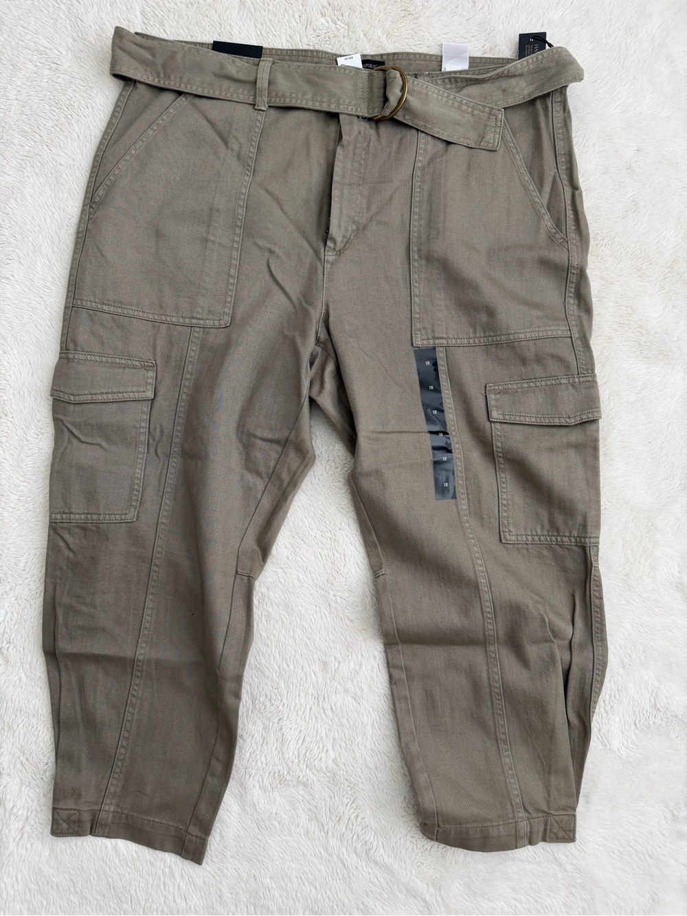 Banana Republic Olive Barrel Cargo Crop Jeans with Ring Belt